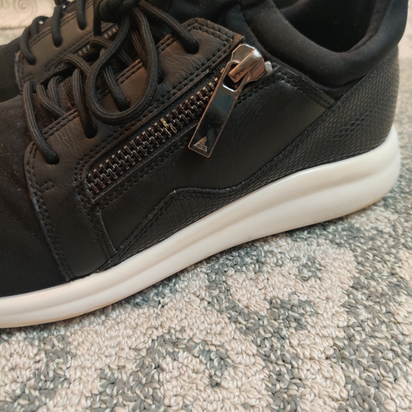 ALDO Men's Black Zip Up Detail Lace Up Active Slip On Casual Fashion Shoes 10 - Picture 3 of 12